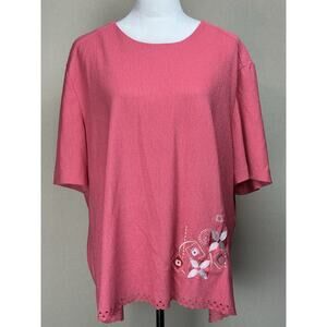 Southern Lady 3XL Pink With Embroidered Accents 100% Polyester Spring Summer